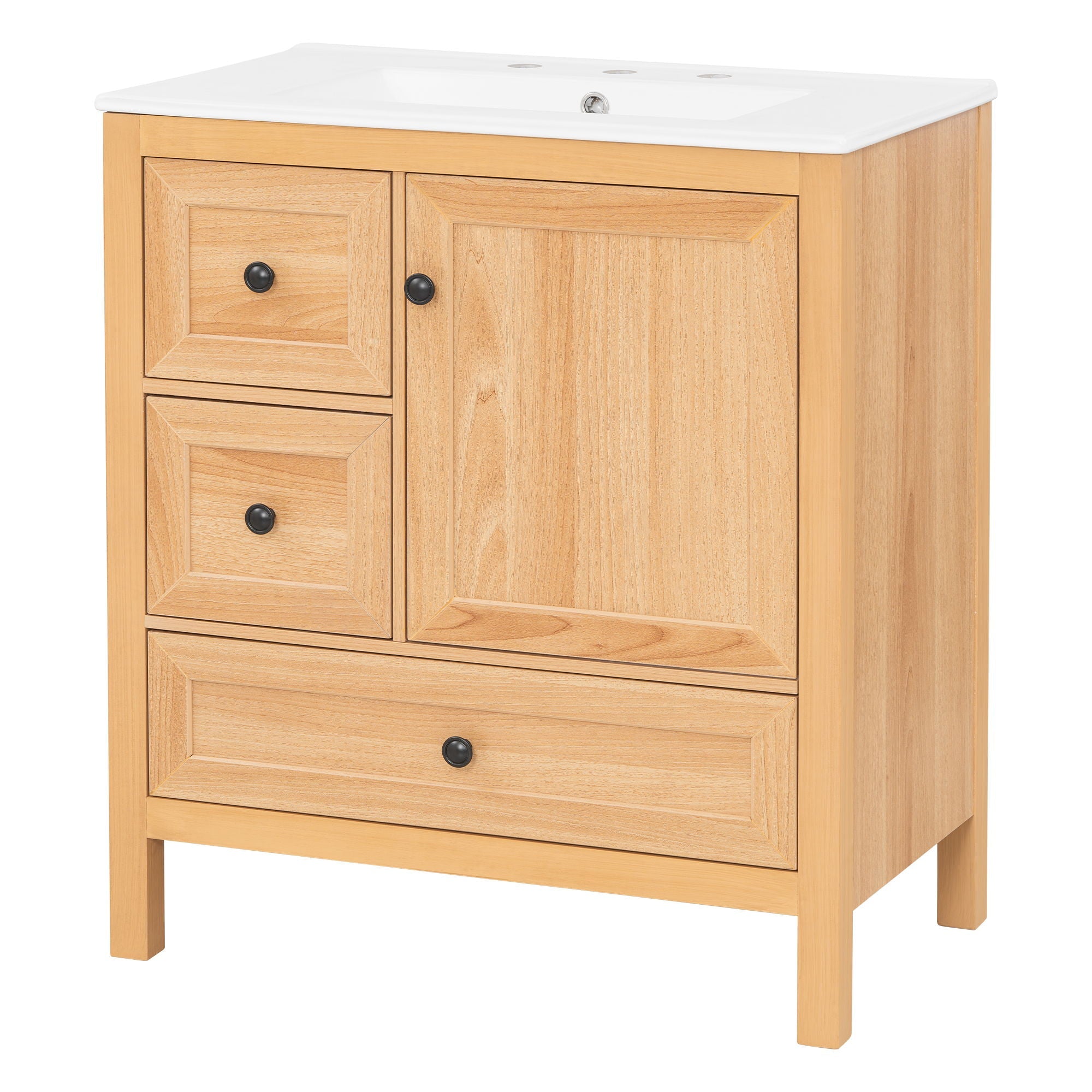 Modern Bathroom Vanity With Sink, Soft Close Drawers & Door, Storage Rack by HouseOfZazla