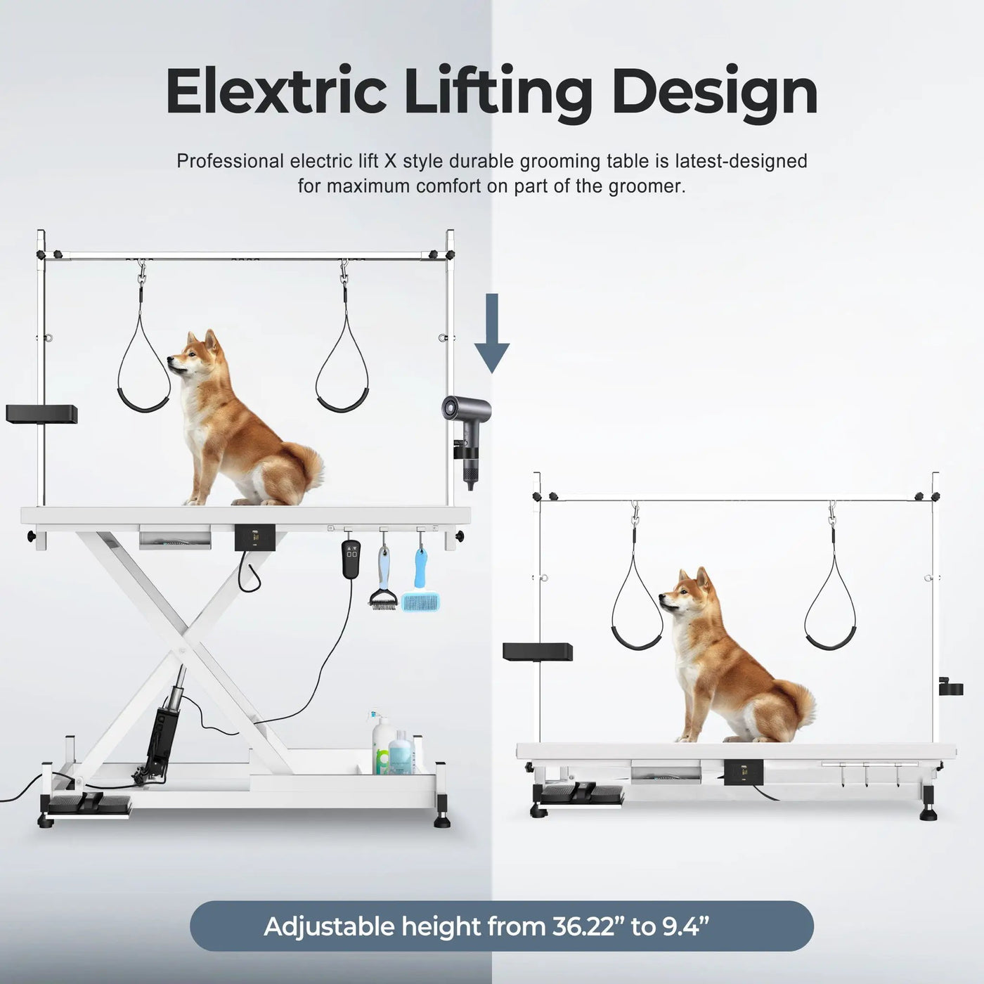 Super Deluxe Electric Pet Grooming Table, Height Adjustable by HouseOfZazla