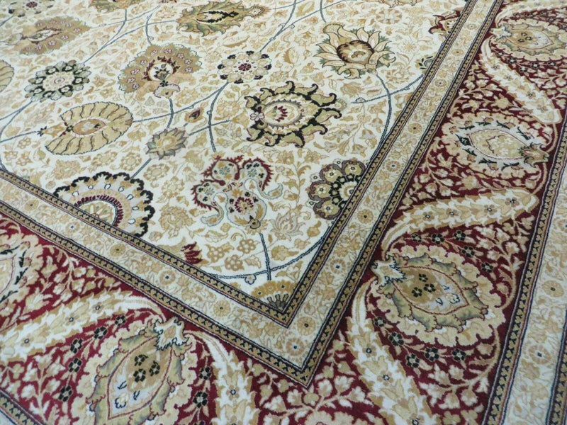 9' X 12' Vintage Handmade Wool Rug Pakistani Floral Design Nice Vegetable Dye by Jewel Rugs