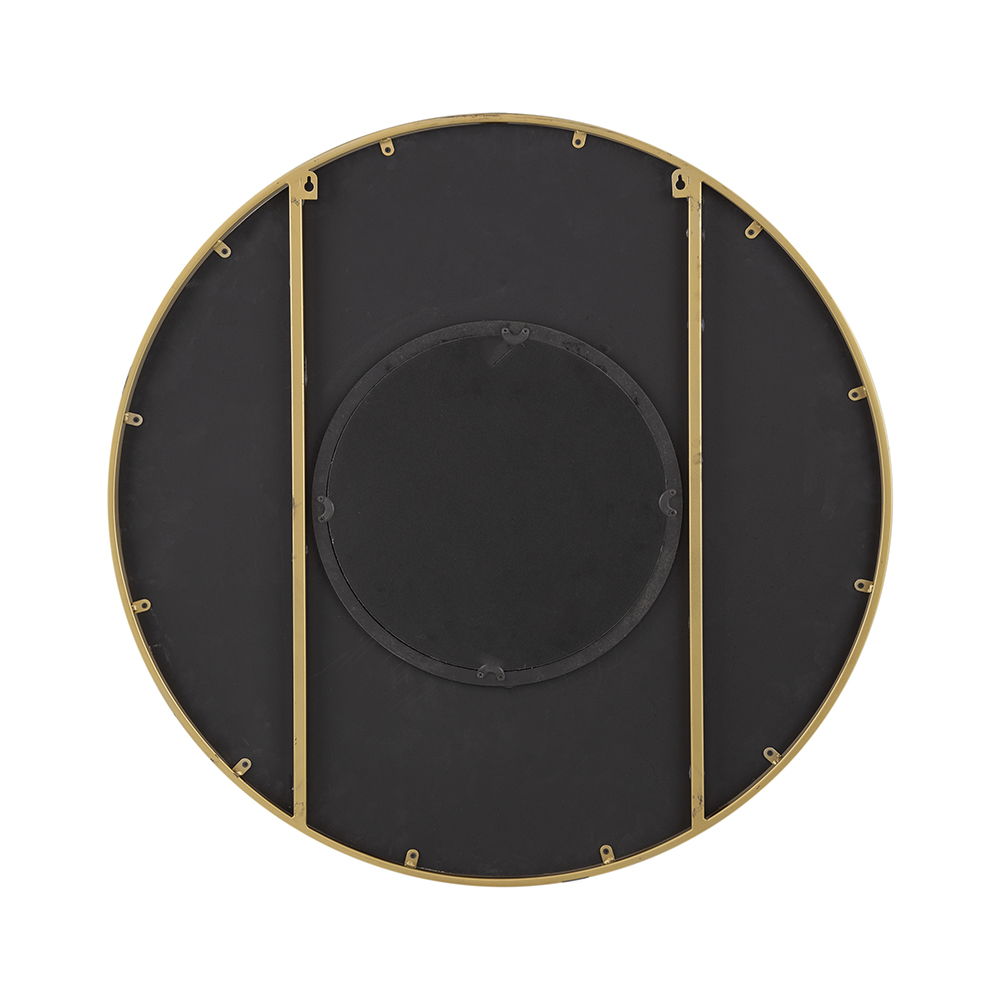 Round Wooden Wall Mirror with Iron Frame - Neutral Colorway, photo 9 of 21