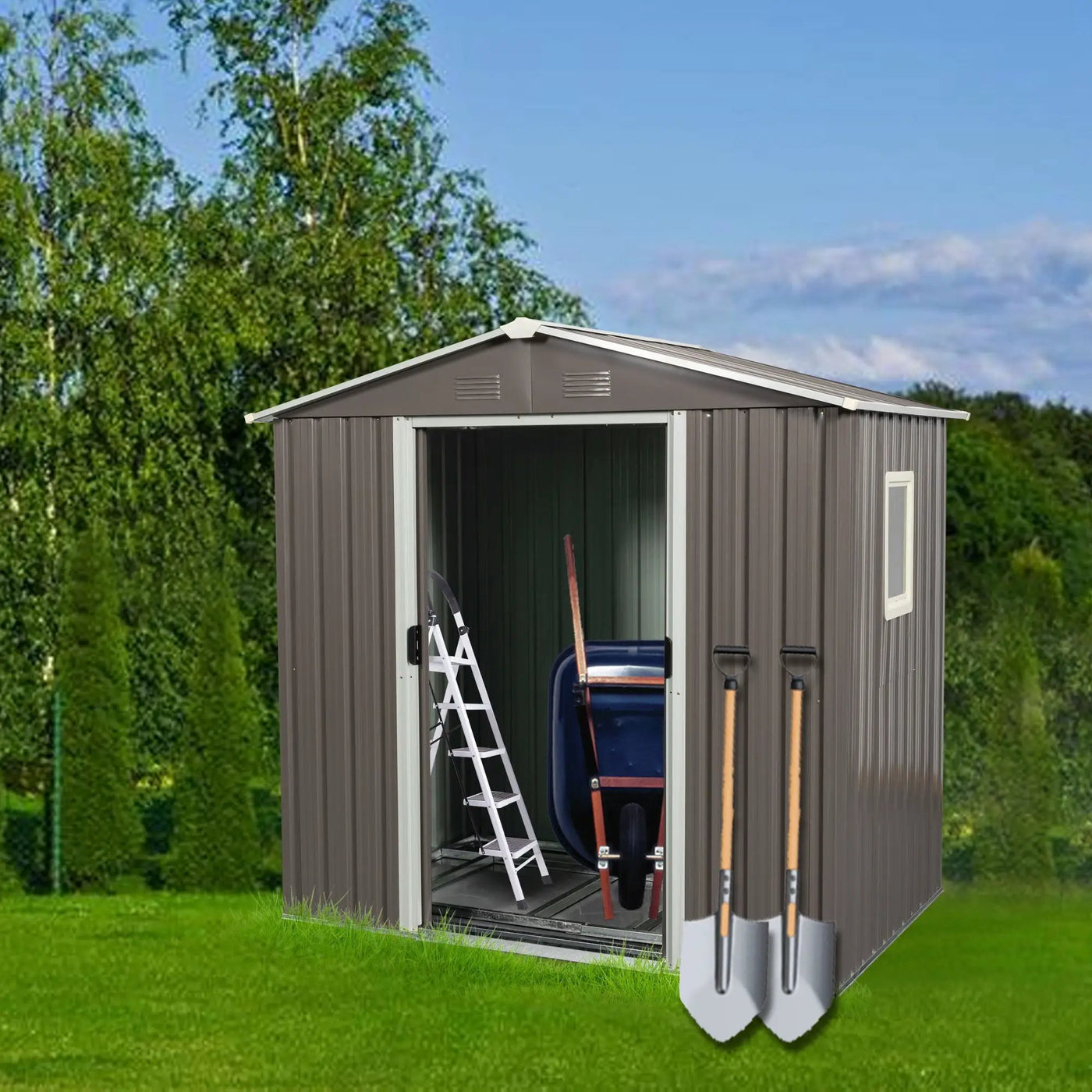Outdoor Metal Storage Shed With Window by HouseOfZazla