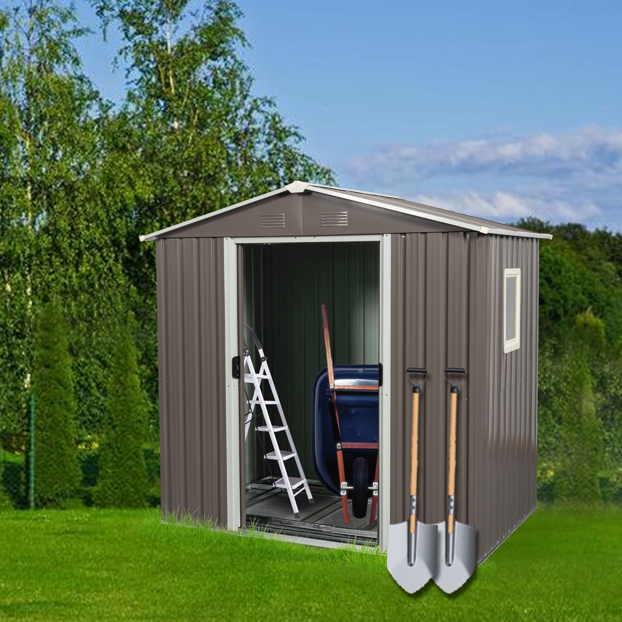 Outdoor Metal Storage Shed With Window by HouseOfZazla