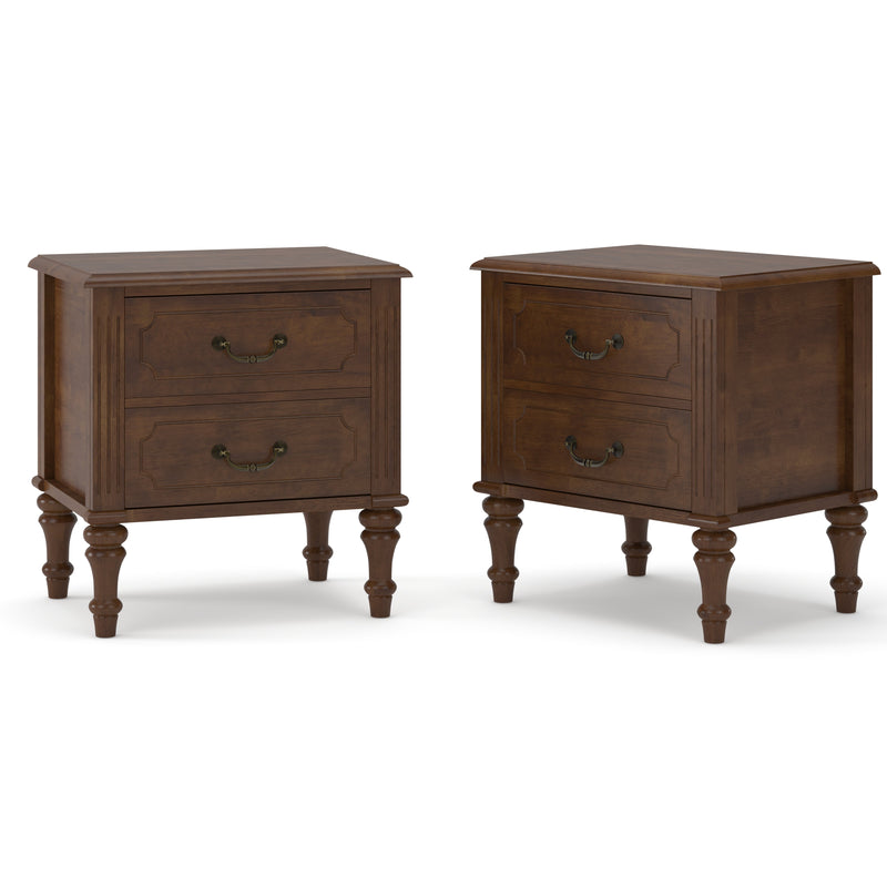 Farmhouse Nightstand with 2 Drawer, Solid Wood Bedside Table - Walnut, photo 3 of 10