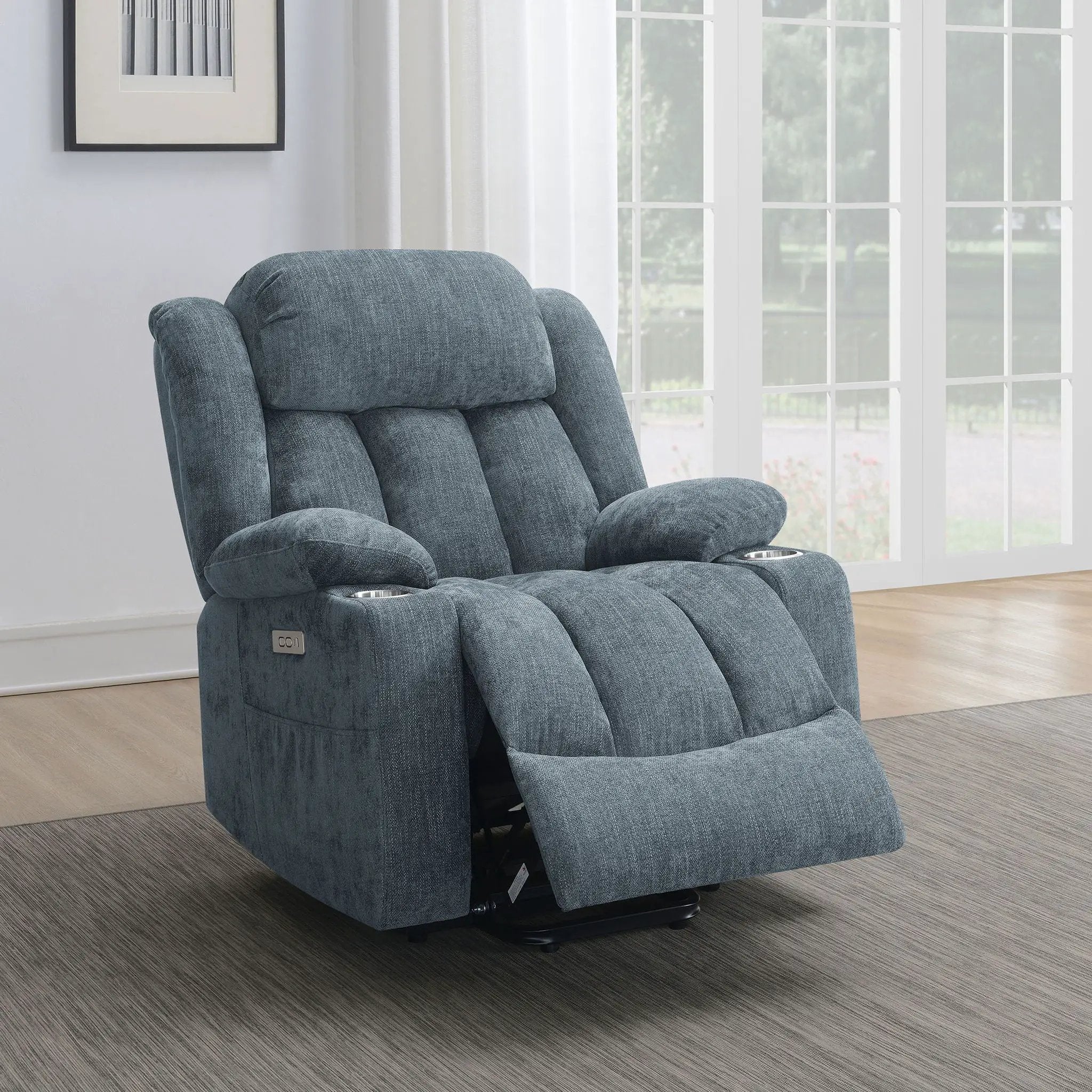 Houston Upholstered Power Lift Recliner Slate Blue by Unique Piece Furniture