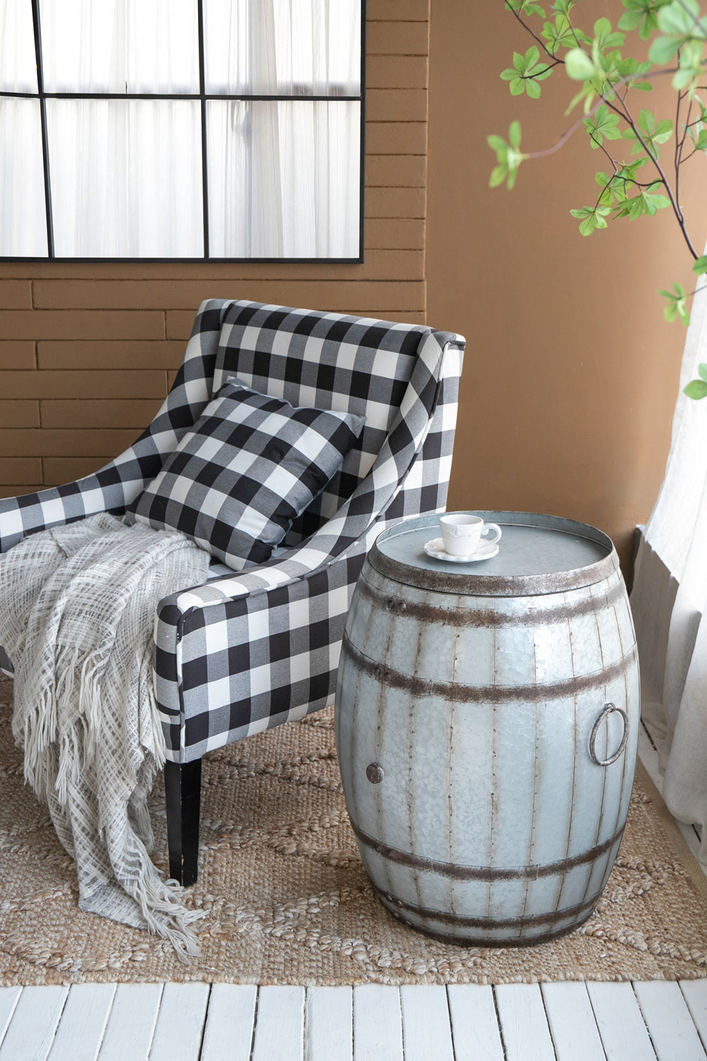 Galvanized Drum Side Table with Removable Lid - Gray, photo 9 of 10