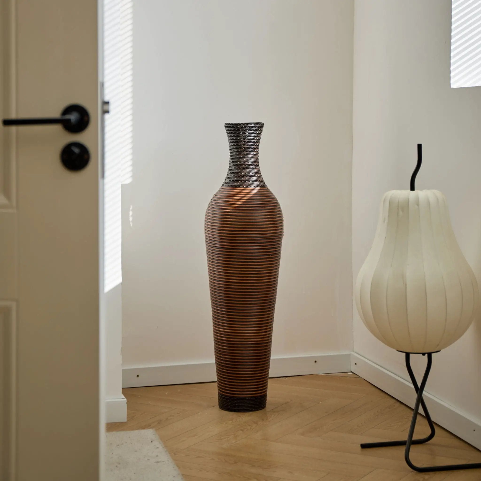 Tall Standing Designer Floor Vases With Elegant 2 Tone Finishes Ideal For Decorating Living Rooms, Bedrooms, Entryways Perfect For Decorating Your Home - Black / Gray by HouseOfZazla