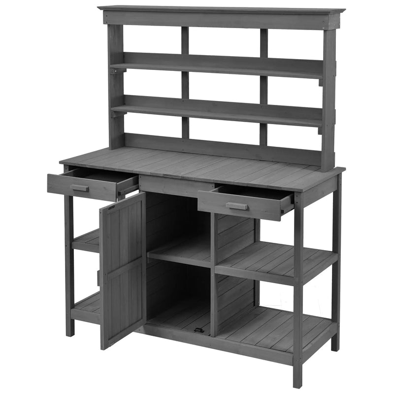 Topmax 66'' Large Outdoor Farmhouse Wooden Potting Bench Table by HouseOfZazla