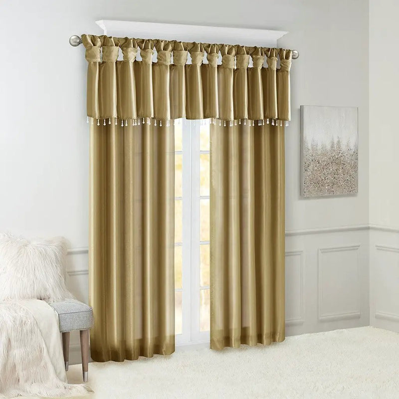 Twist Tab Lined Window Curtain Panel Bronze 50x84 by HouseOfZazla