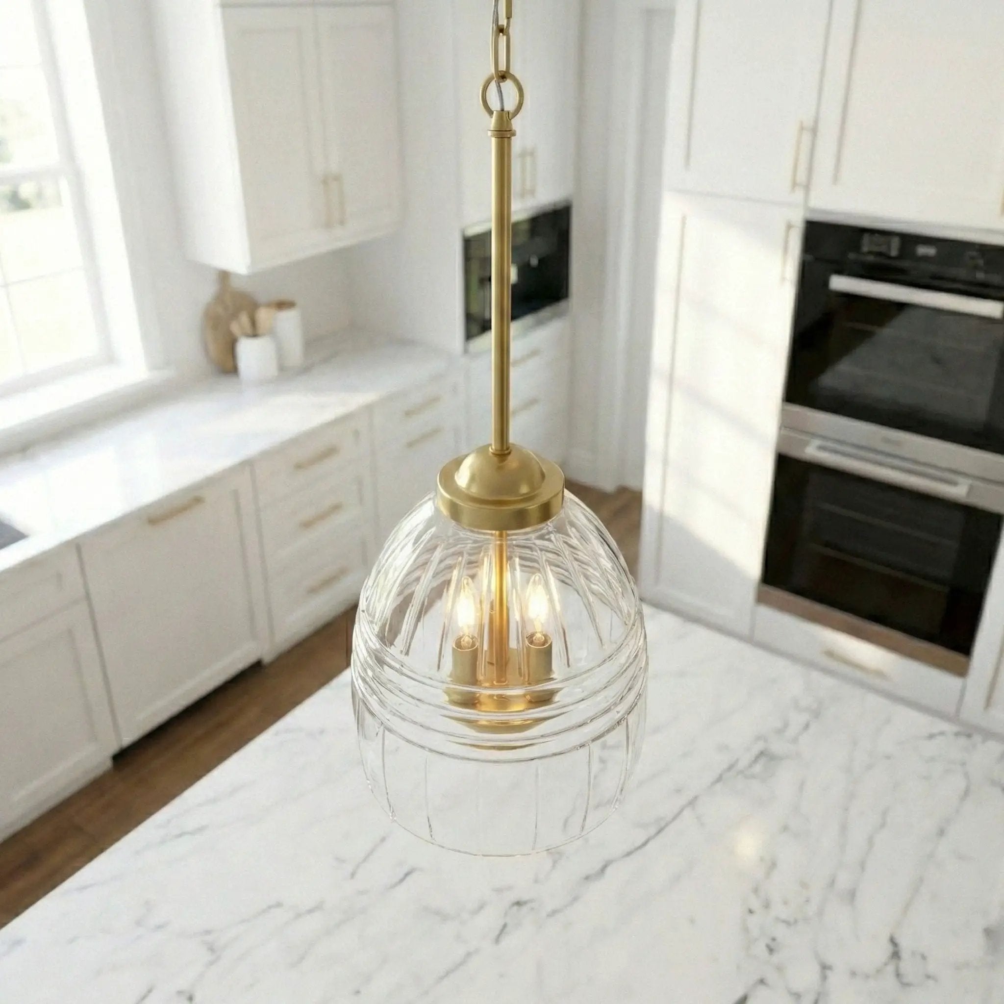 Ember - 3 Candle Lights Chain Pendant - Clear / Gold by Unique Piece Furniture