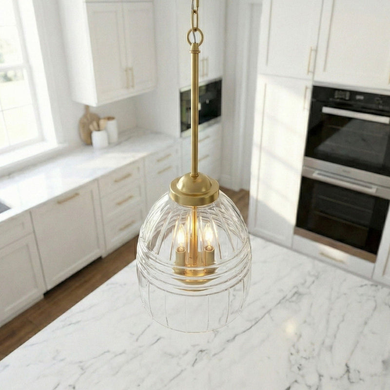 Ember - 3 Candle Lights Chain Pendant - Clear / Gold, photo 5 of 9