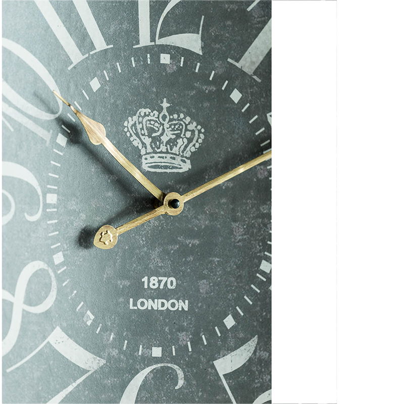 Large Vintage Rectangular Wall Clock with Numerals - White / Black, photo 4 of 6