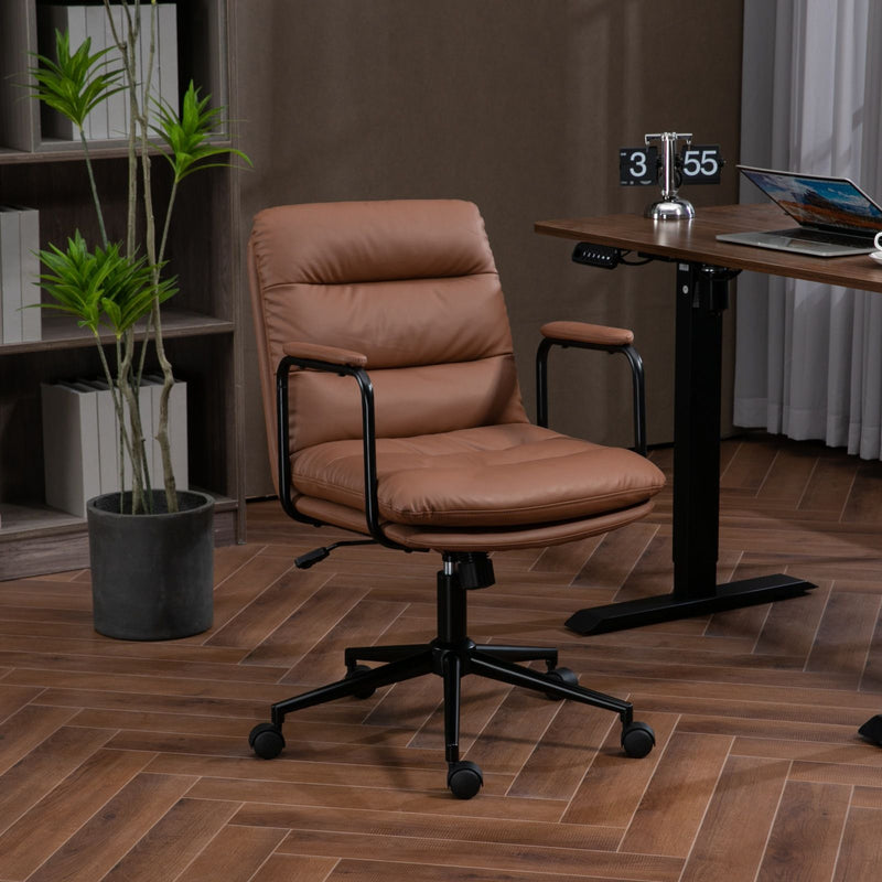 Office Chair, Mid Back Home Office Desk Task Chair With Wheels And Arms Ergonomic Computer Rolling Swivel Chair With Padded Armrest by Unique Piece Furniture