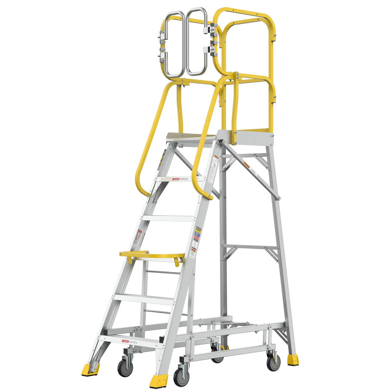 6 Step 375lbs Aluminum Rolling Platform Ladder by HouseOfZazla