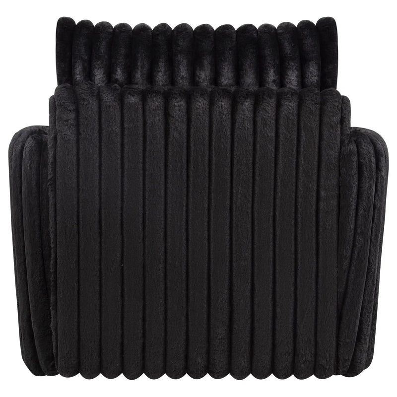 Sarco Corduroy Upholstered Swivel Accent Arm Chair Black by Unique Piece Furniture