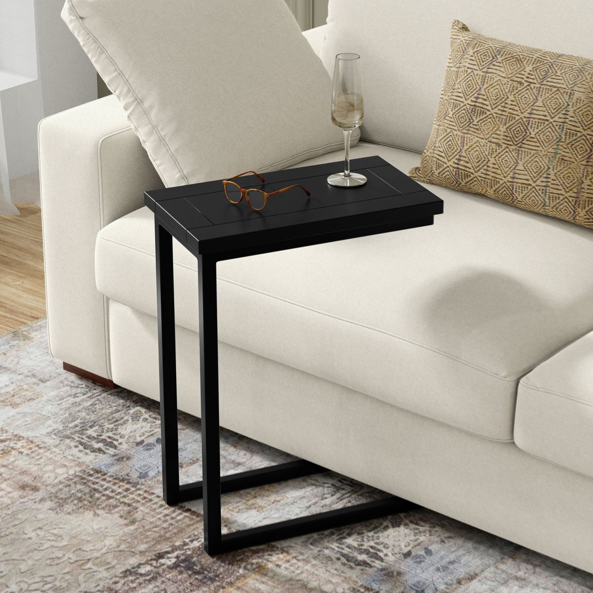 Handcrafted C Side Table with Powder-Coated Metal Base - Multiple Colors, photo 20 of 40