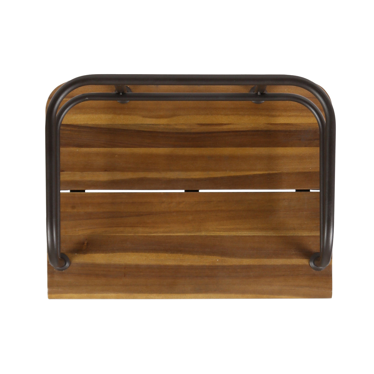 Industrial Wood and Metal Patio Chair Set of 2 with Acacia Wood Seat - Teak Finish, photo 10 of 10