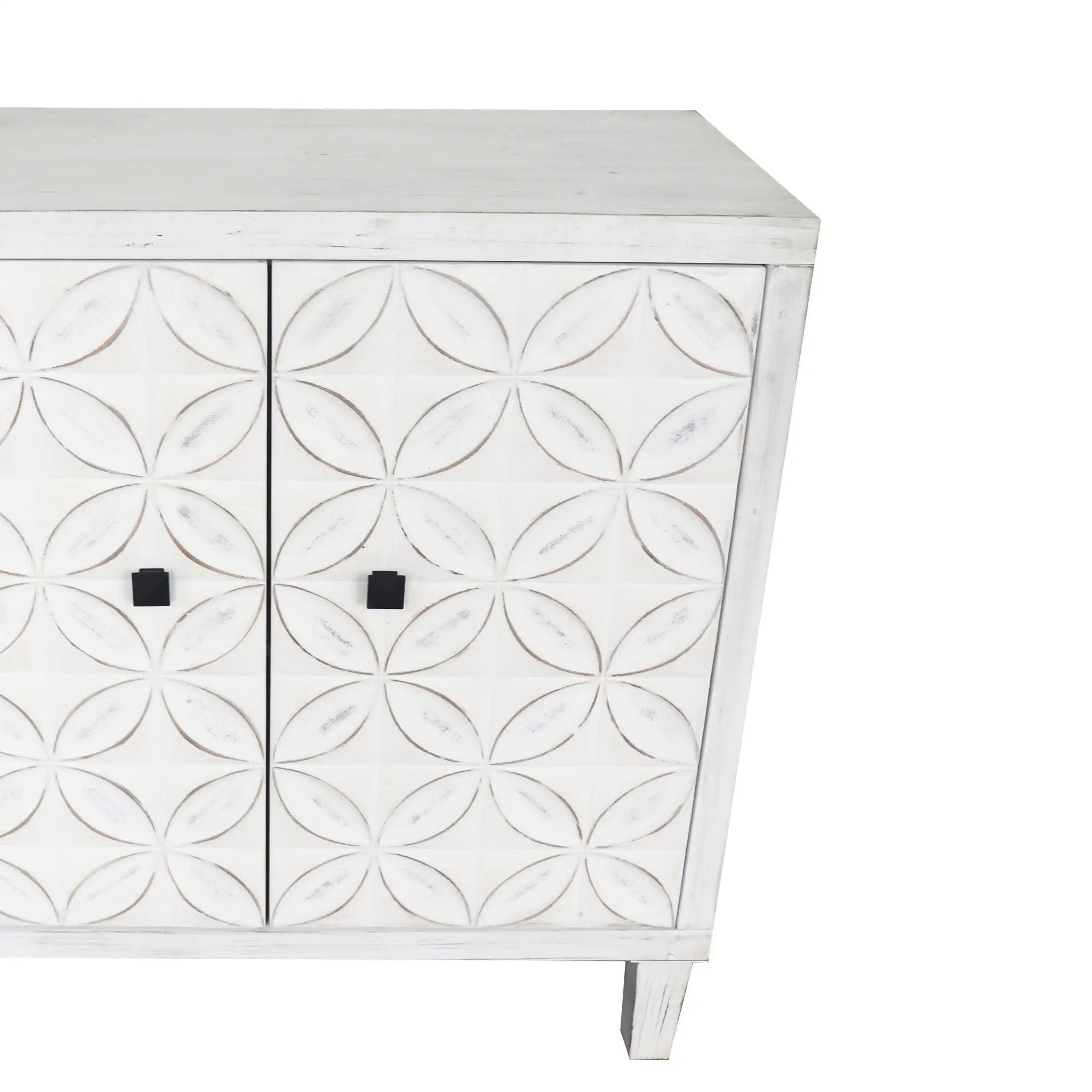 Accent Cabinet 4 Door Wooden Cabinet Sideboard Buffet Server Cabinet Storage Cabinet, For Living Room, Entryway, Hallway, Office, Kitchen And Dining Room - White Wash by HouseOfZazla