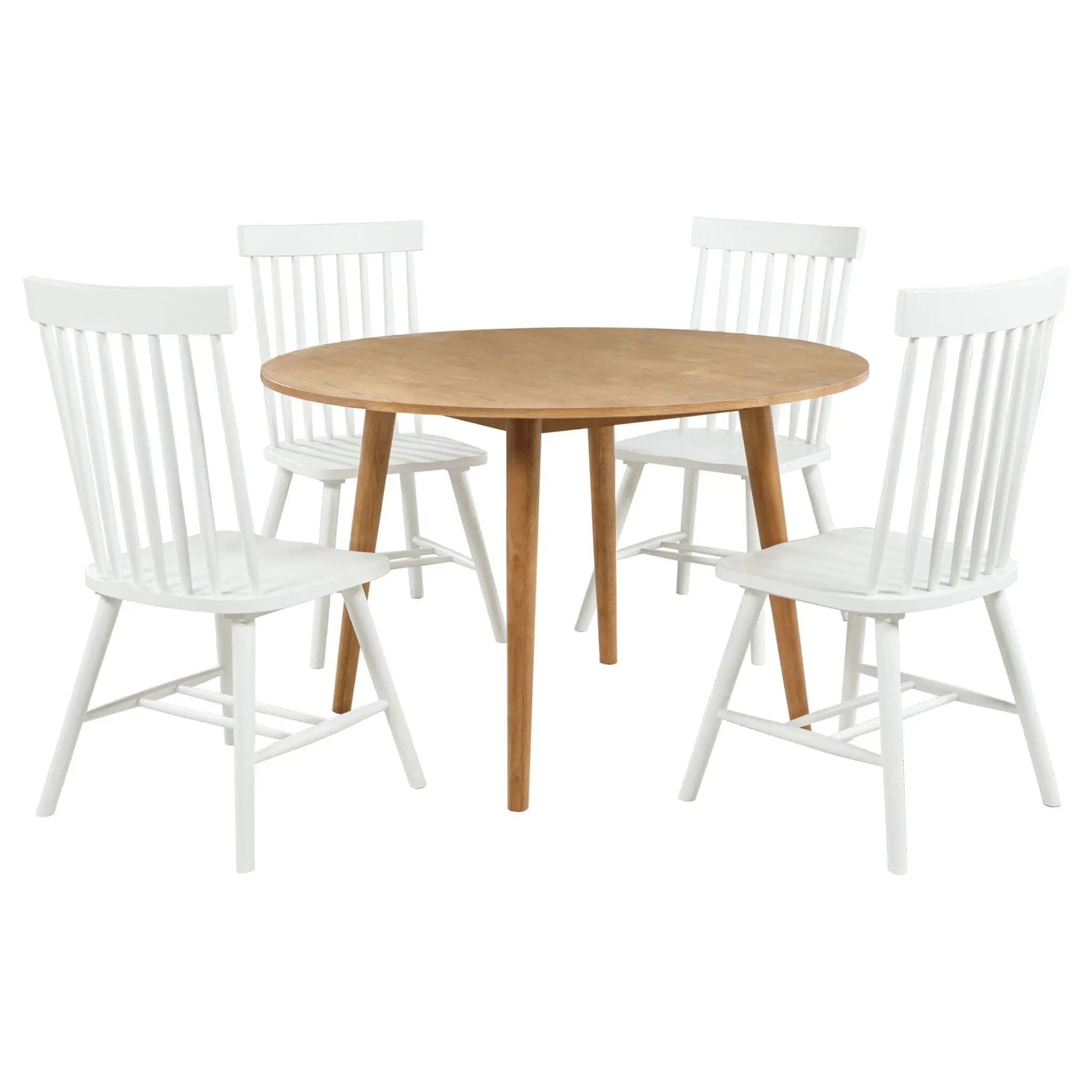 Andrews 5-piece Round Dining Table Set Light Ash and White by Unique Piece Furniture
