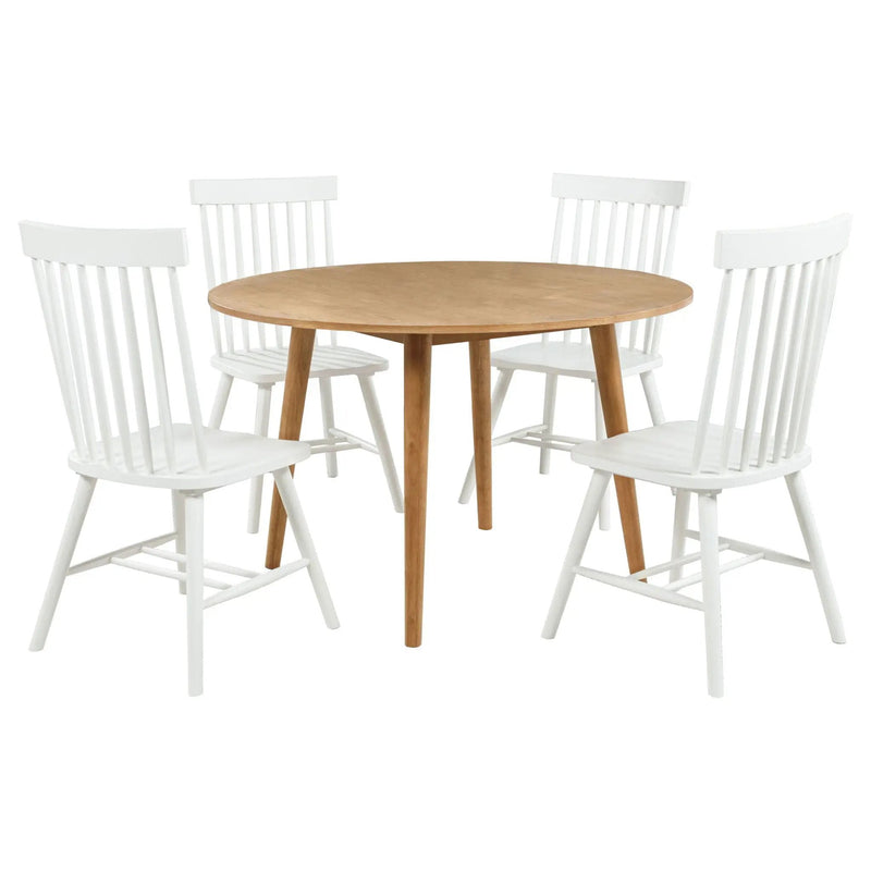 Andrews 5-piece Round Dining Table Set Light Ash and White by Unique Piece Furniture