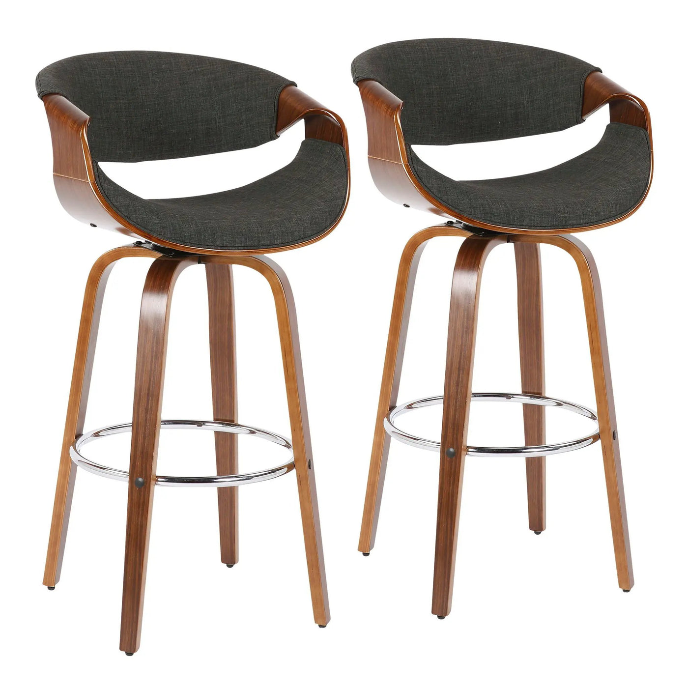 Curvini Mid - Century Modern Fixed Height Barstool With Swivel (Set of 2) by HouseOfZazla