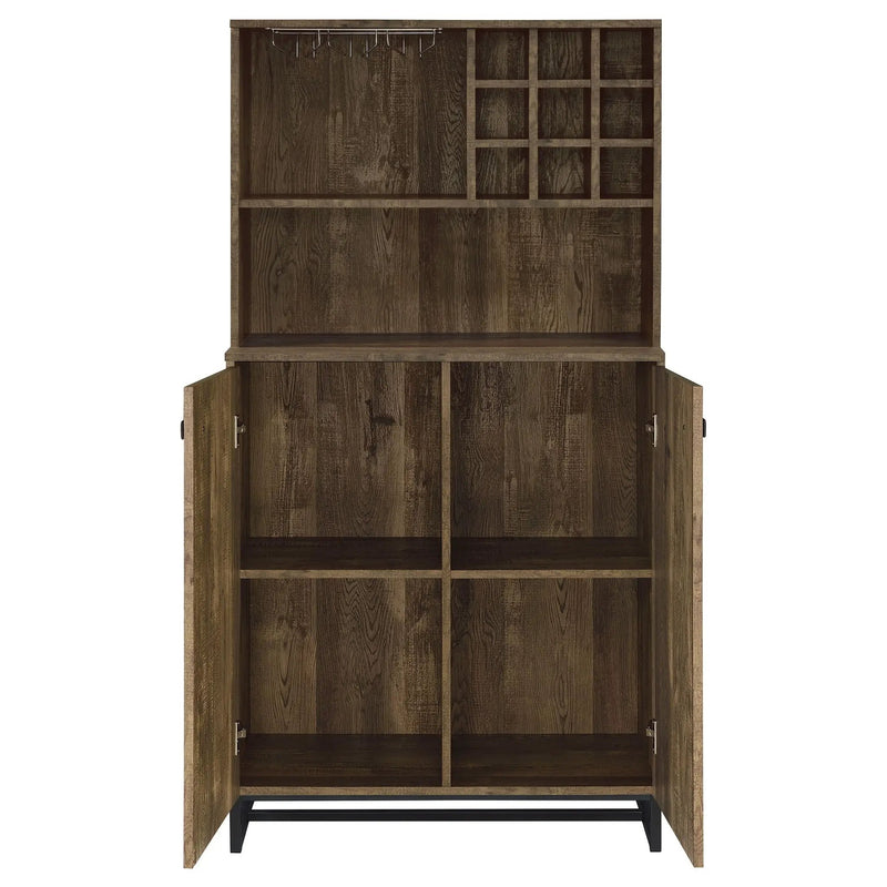 Mendoza 2-door Home Bar Cabinet Wine Storage Rustic Oak by Unique Piece Furniture