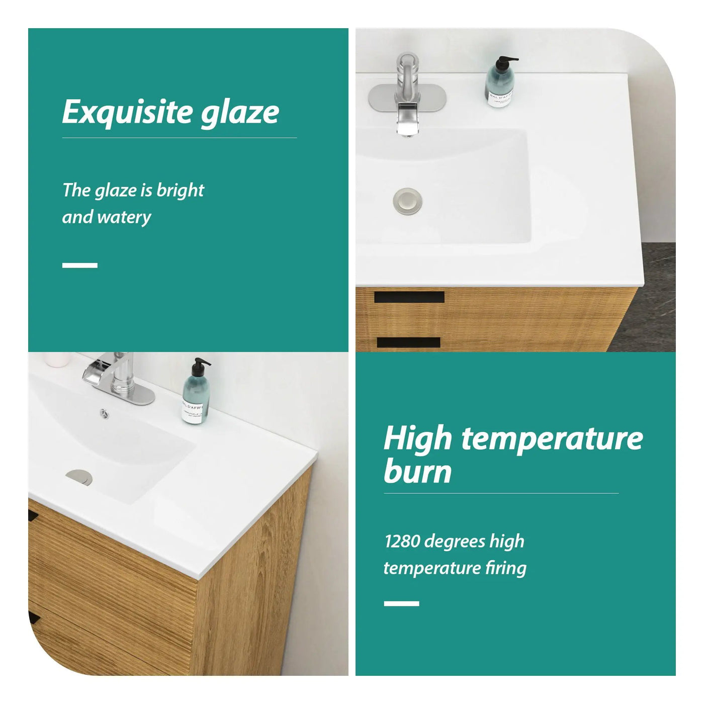 Premium Rectangular Vanity Top With Single Faucet Hole And Overflow by HouseOfZazla