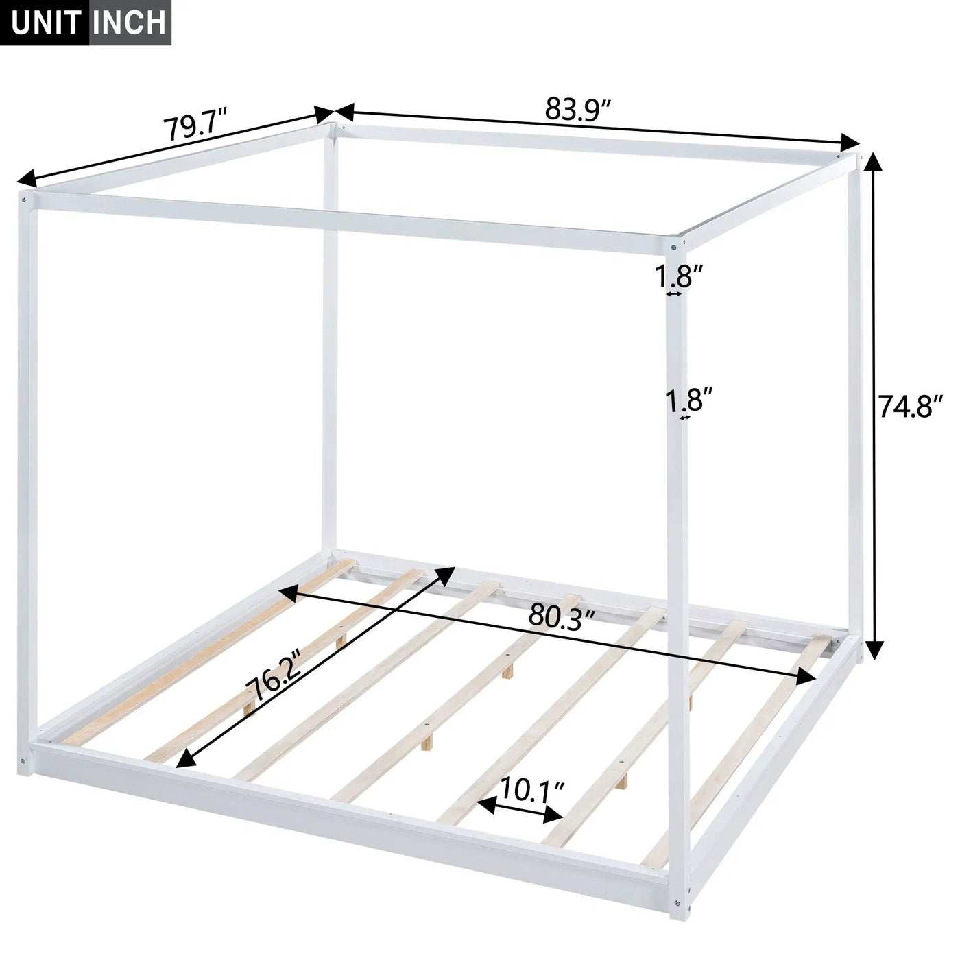 Wood Canopy Platform Bed With Support Legs And Airflow Slats by HouseOfZazla