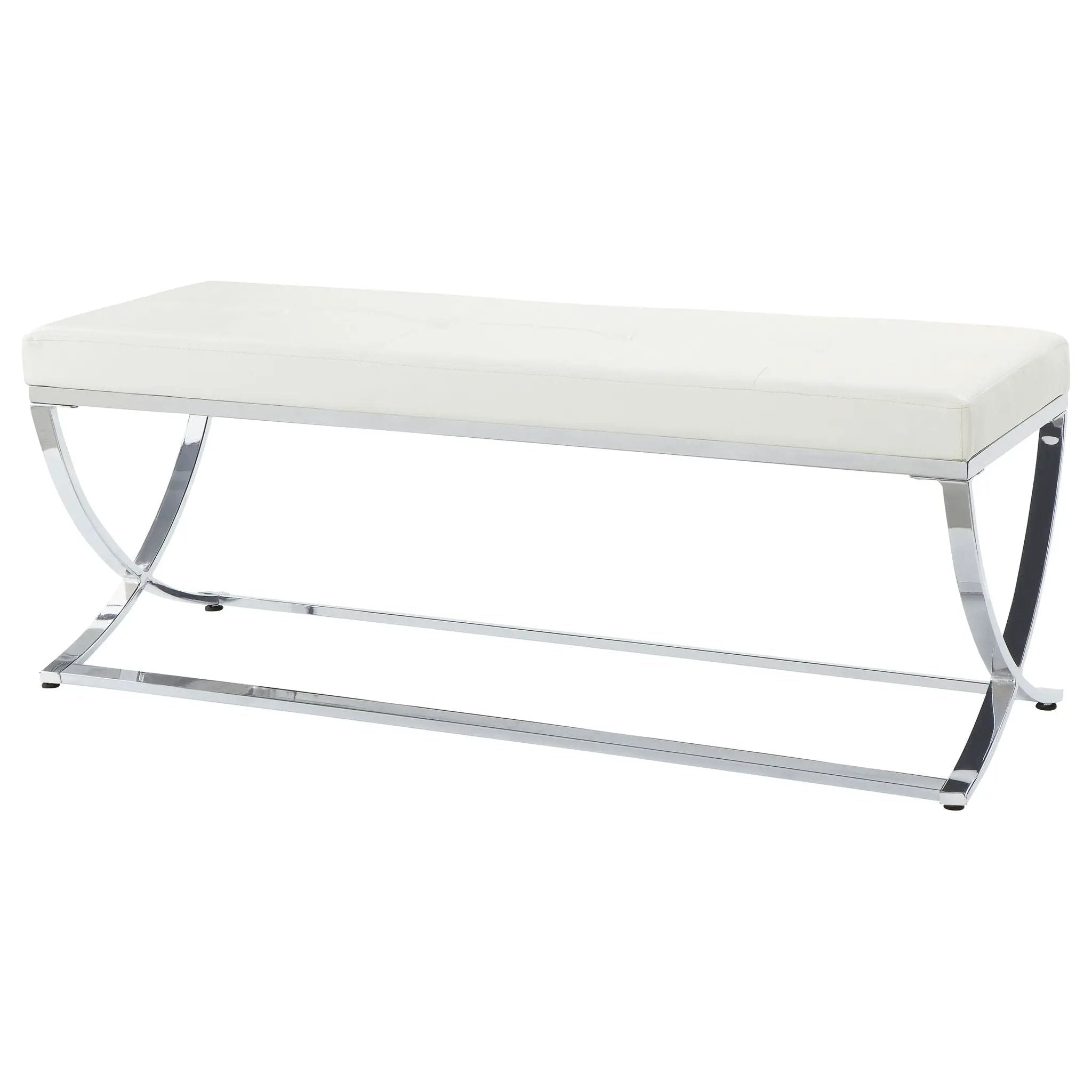 Walton Leatherette Upholstered Tufted Accent Bench White by Unique Piece Furniture