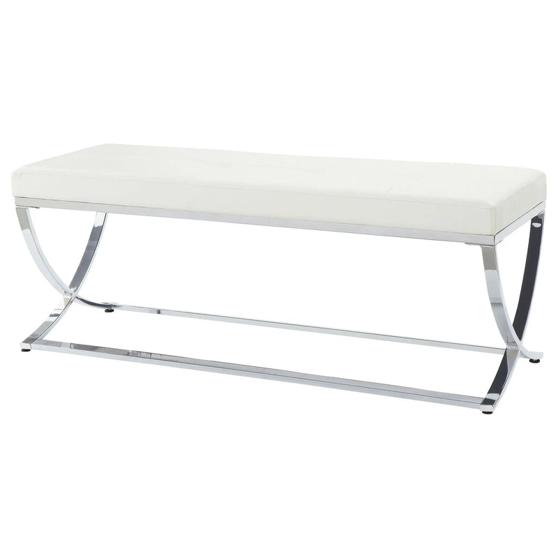 Walton Leatherette Upholstered Tufted Accent Bench White by Unique Piece Furniture