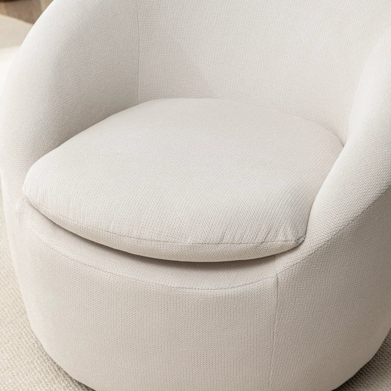 Winnie Modern Teddy Fabric Barrel Chair, 360° Swivel by HouseOfZazla