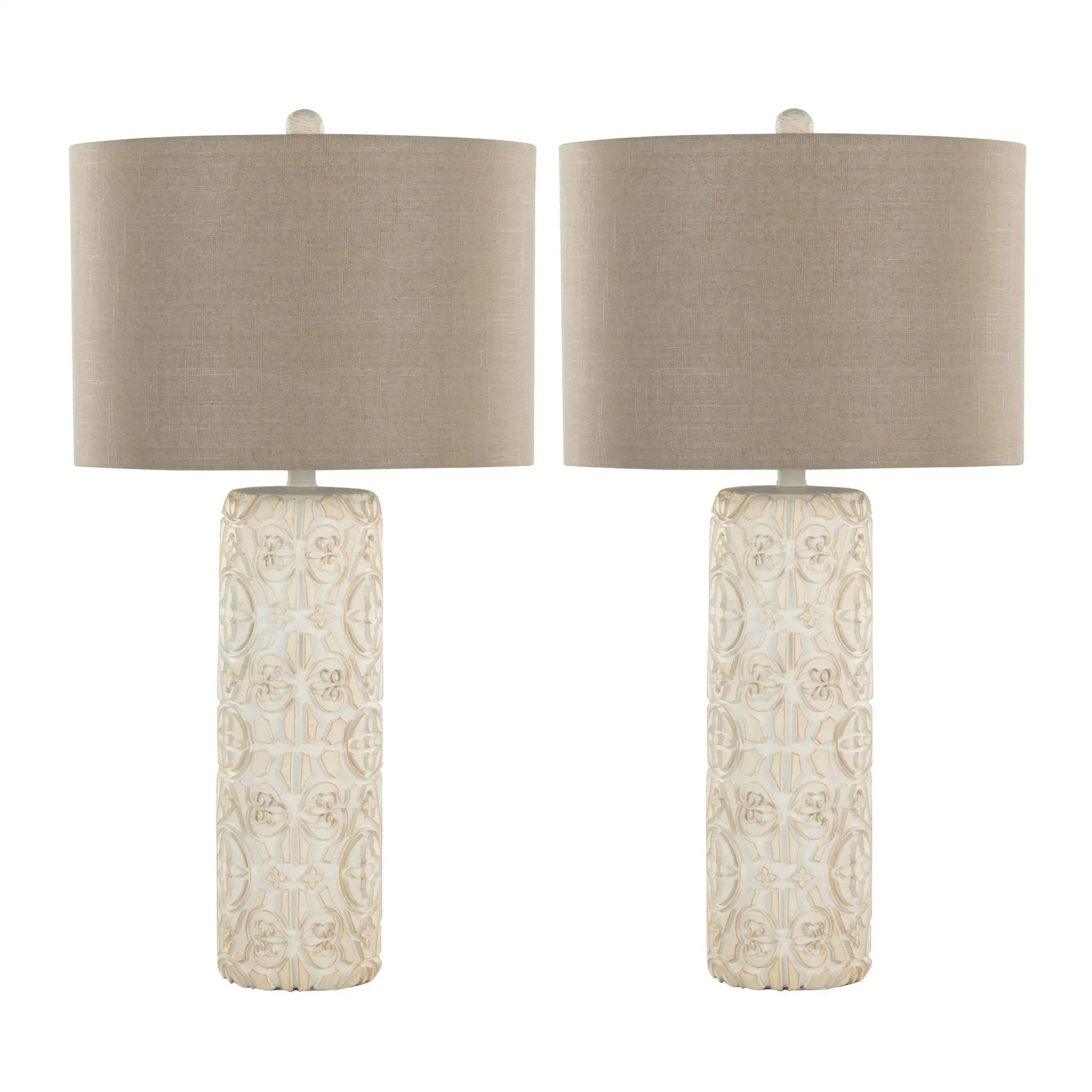 Charlotte - Contemporary Table Lamp (Set of 2) - Taos Brown / Beige by HouseOfZazla