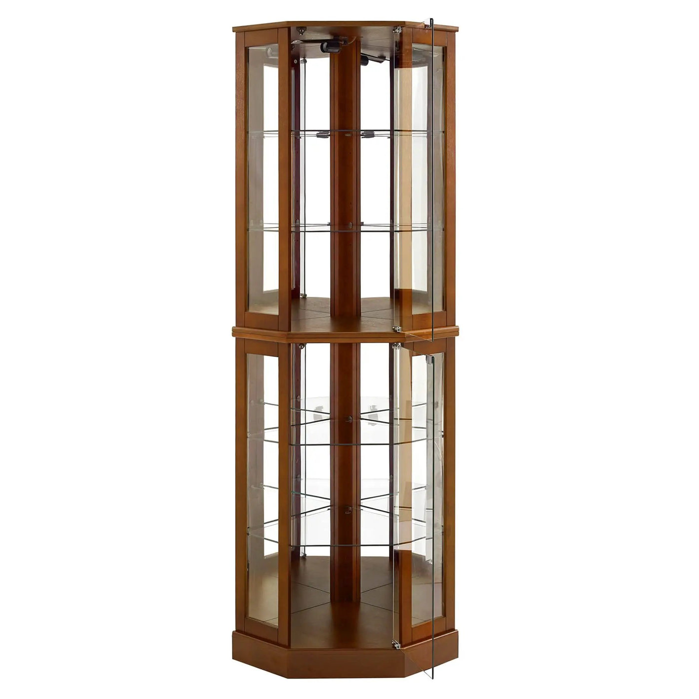 6 Shelf Corner Curio Display Cabinet With Lights, Mirrors And Adjustable Shelves by HouseOfZazla