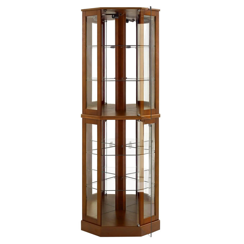 6 Shelf Corner Curio Display Cabinet With Lights, Mirrors And Adjustable Shelves by HouseOfZazla