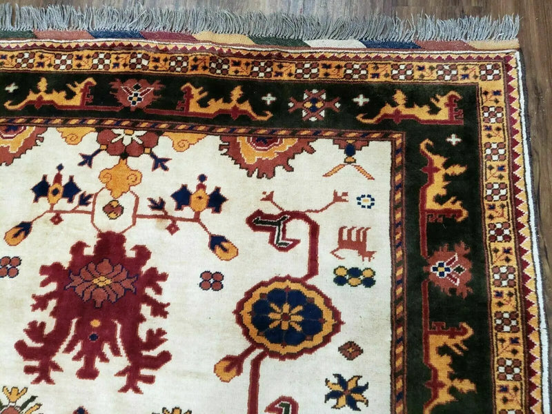 5' X 6' Vintage Handmade Knotted Turkish Kazak Pattern Wool Rug Bohemian Boho Interior Design by Jewel Rugs