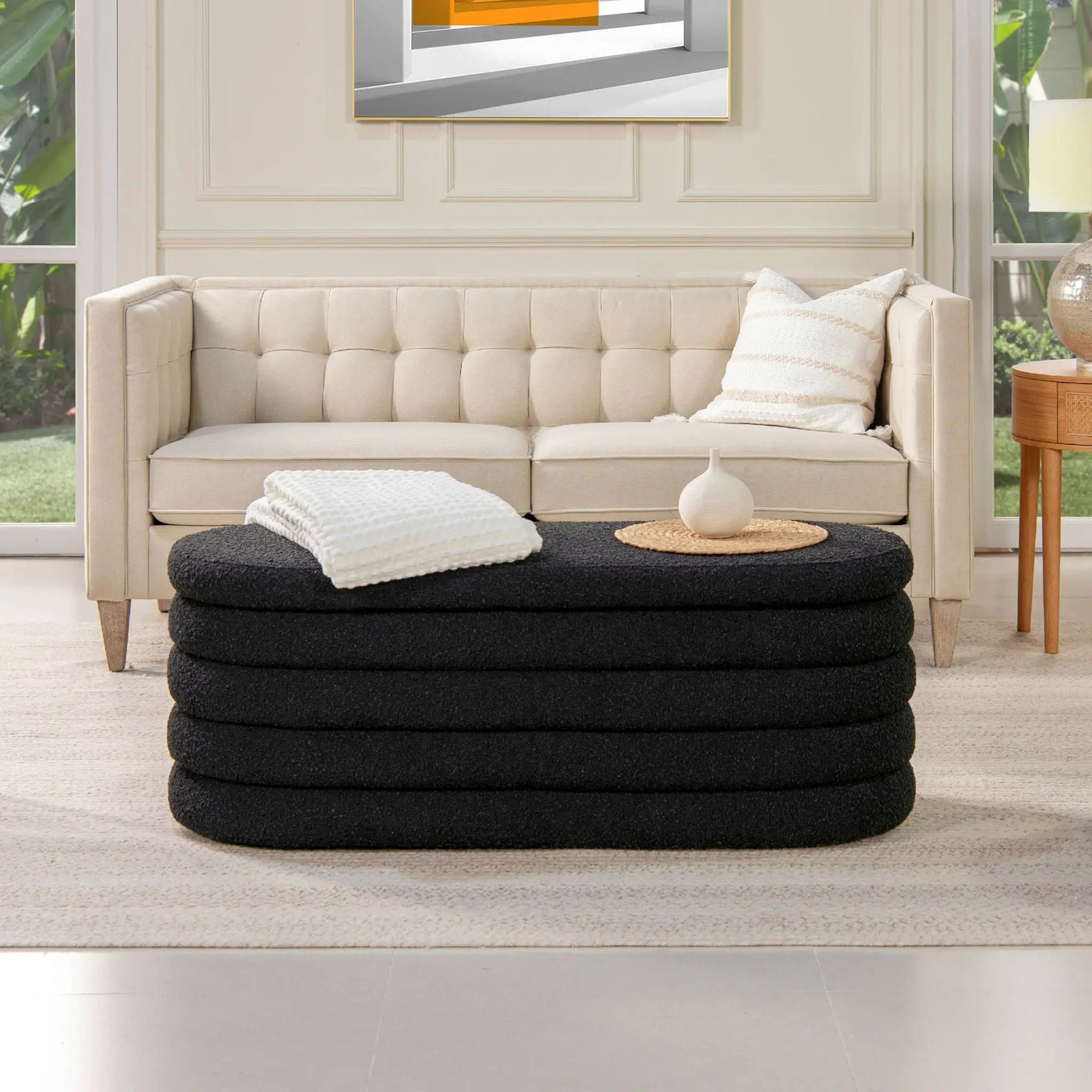 Fuji - Upholstered Oval Storage Bench by HouseOfZazla