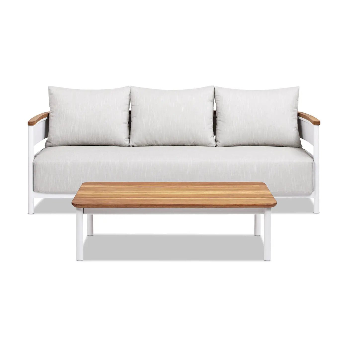 Rhodes 2pc Teak & Aluminum Outdoor Sofa and Coffee Table Set by HouseOfZazla