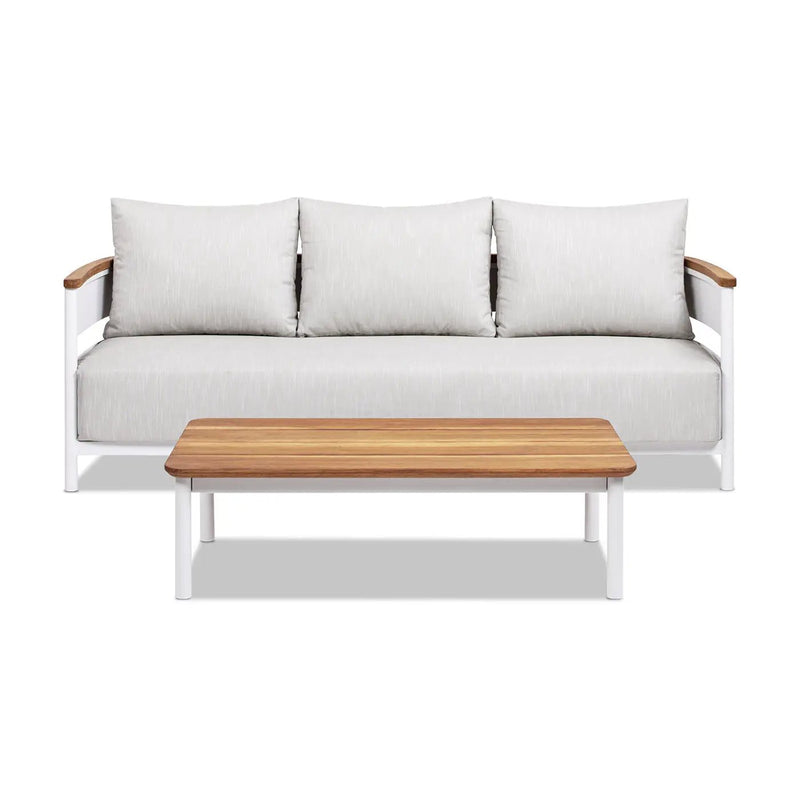 Rhodes 2pc Teak & Aluminum Outdoor Sofa and Coffee Table Set by HouseOfZazla