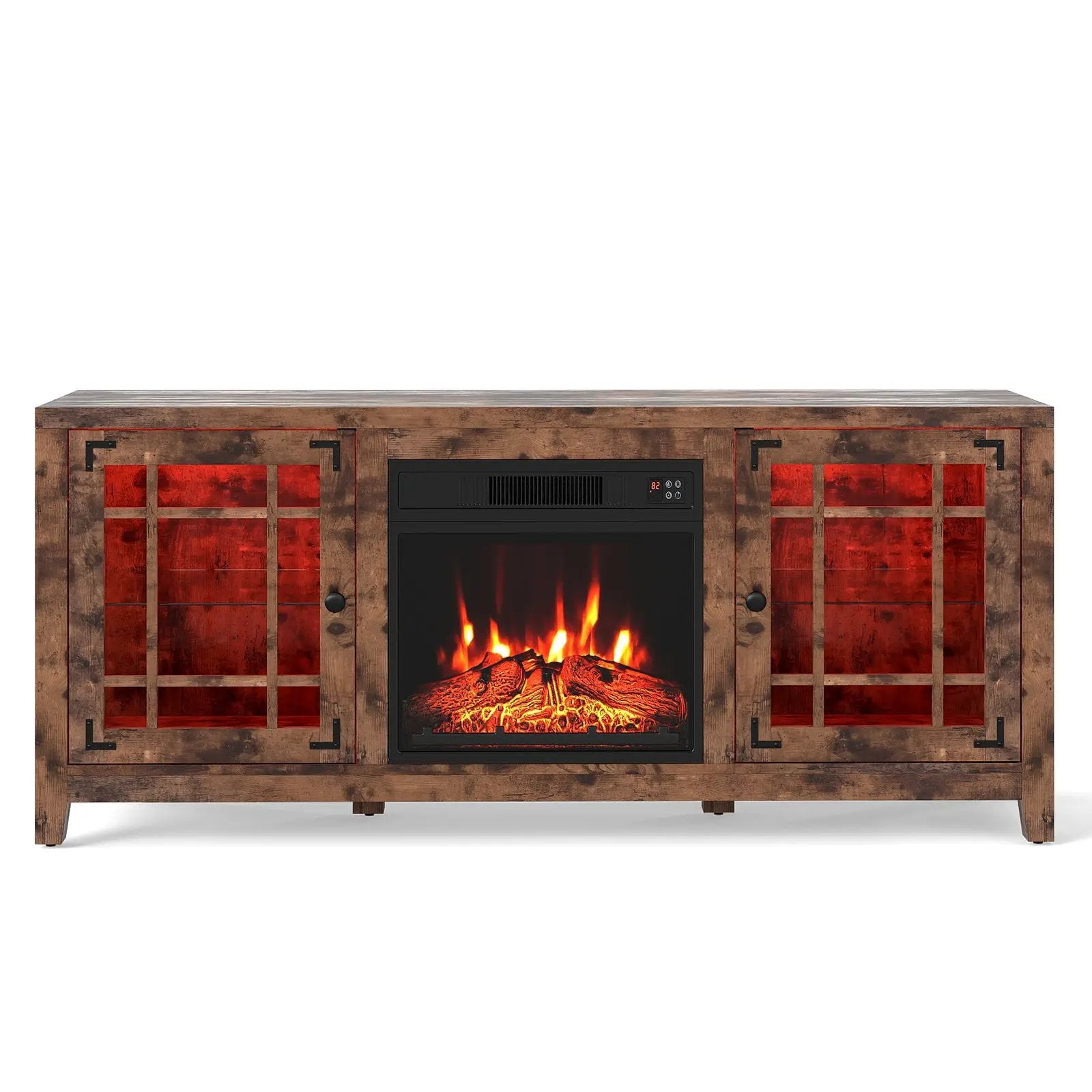 58" Fireplace TV Stand with LED Lights and 18" Electric Fireplace by DirectDeals