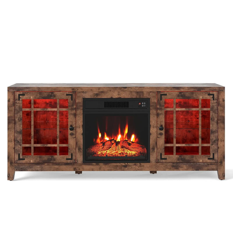 58" Fireplace TV Stand with LED Lights and 18" Electric Fireplace by DirectDeals