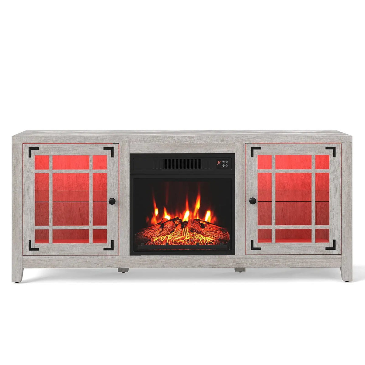 58" Fireplace TV Stand with LED Lights and 18" Electric Fireplace by DirectDeals