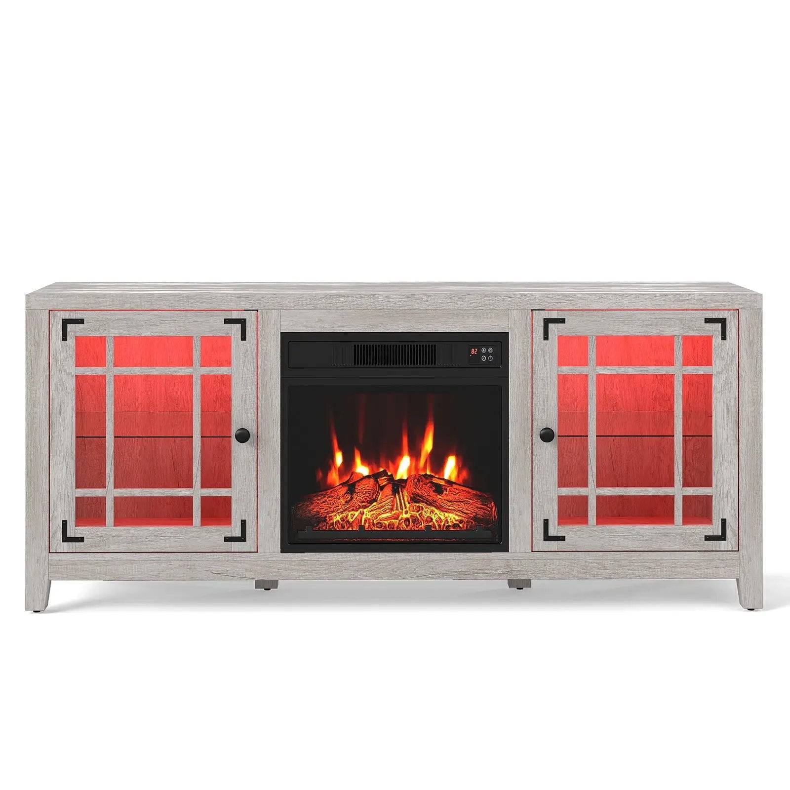 58" Fireplace TV Stand with LED Lights and 18" Electric Fireplace by DirectDeals