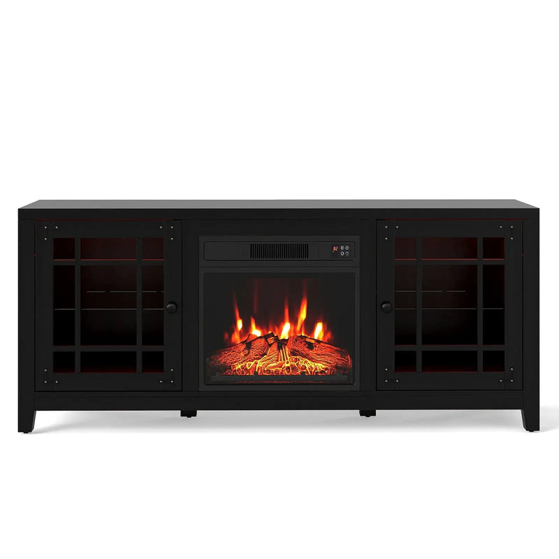 58" Fireplace TV Stand with LED Lights and 18" Electric Fireplace by DirectDeals