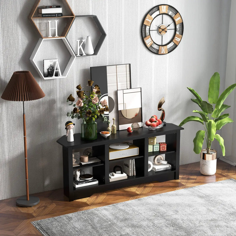 58 Inch TV Stand with 6 Open Storage Shelves for TVs up to 65 Inches by DirectDeals