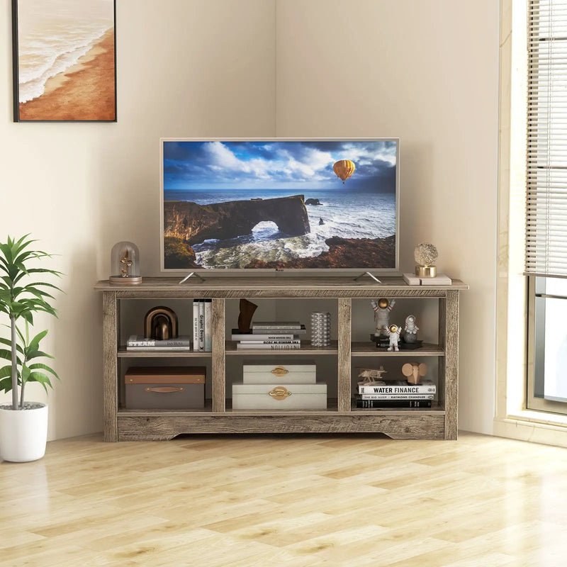 58 Inch TV Stand with 6 Open Storage Shelves for TVs up to 65 Inches by DirectDeals