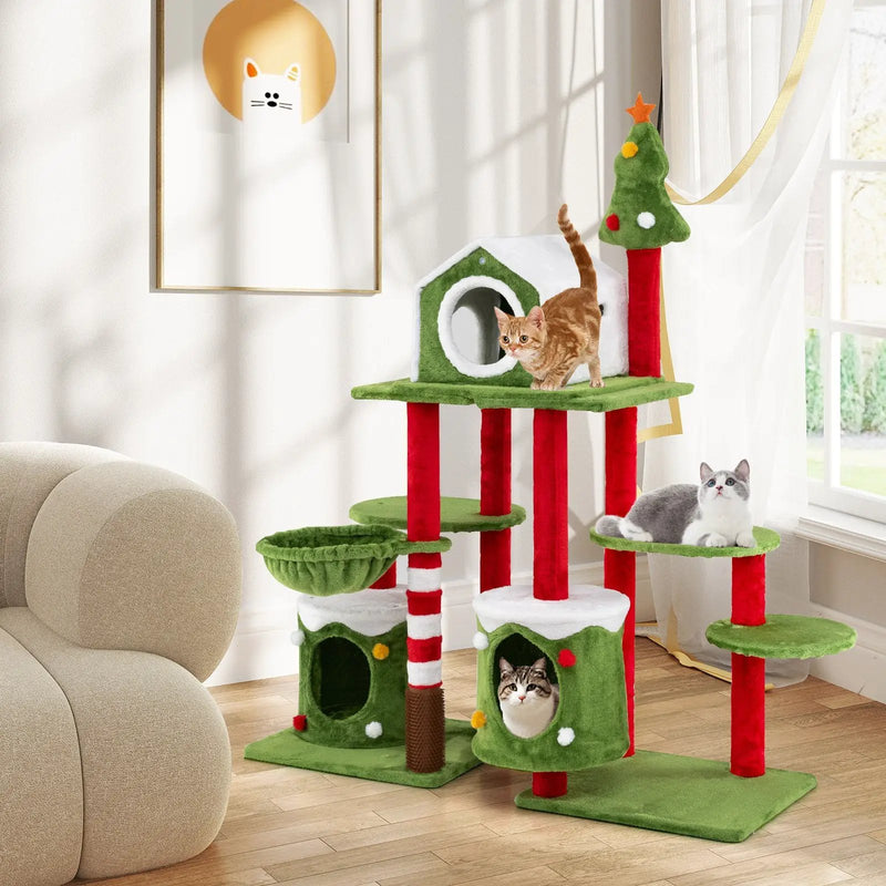 58 Inch Tall Cat Tree Tower Multi-level Pet Climbing and Jumping Tower Furniture with Condos by DirectDeals