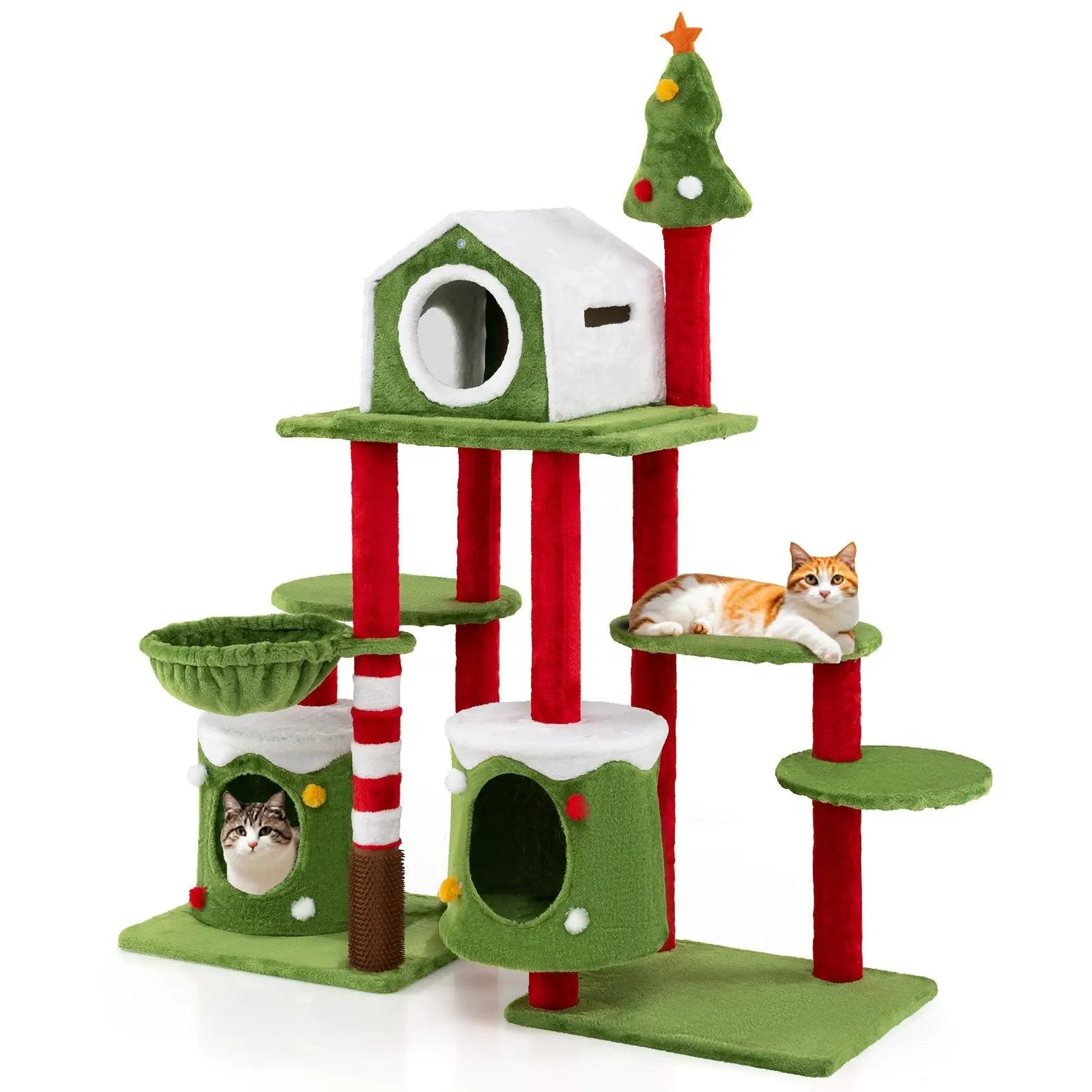 58 Inch Tall Cat Tree Tower Multi-level Pet Climbing and Jumping Tower Furniture with Condos by DirectDeals
