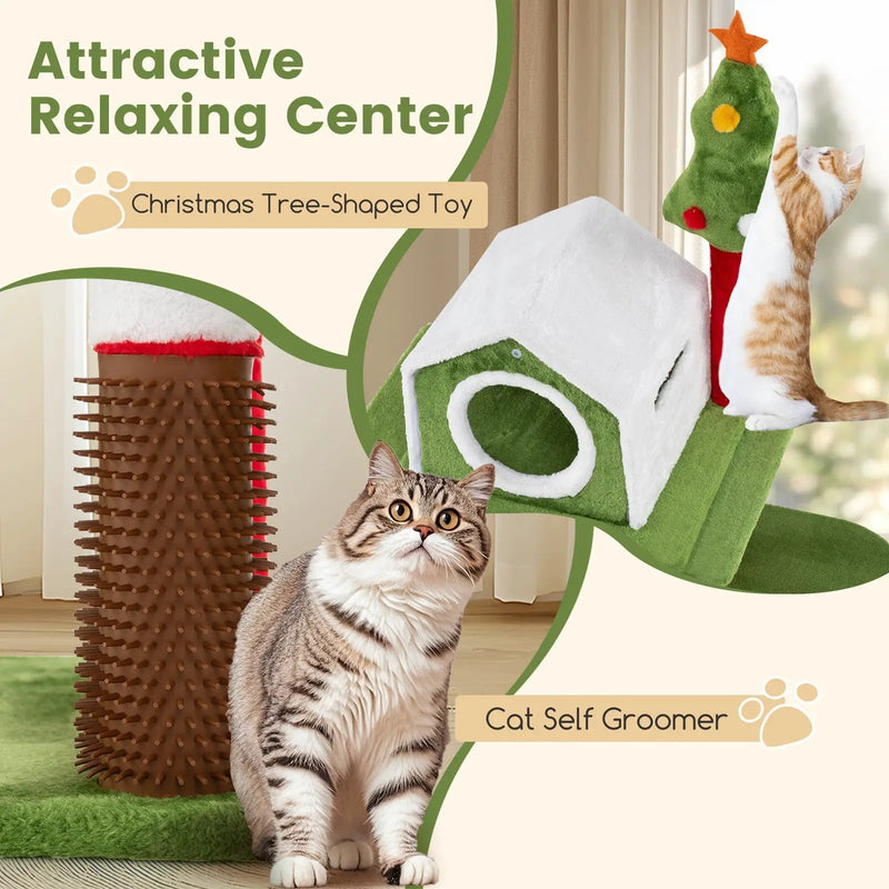 58 Inch Tall Cat Tree Tower Multi-level Pet Climbing and Jumping Tower Furniture with Condos by DirectDeals