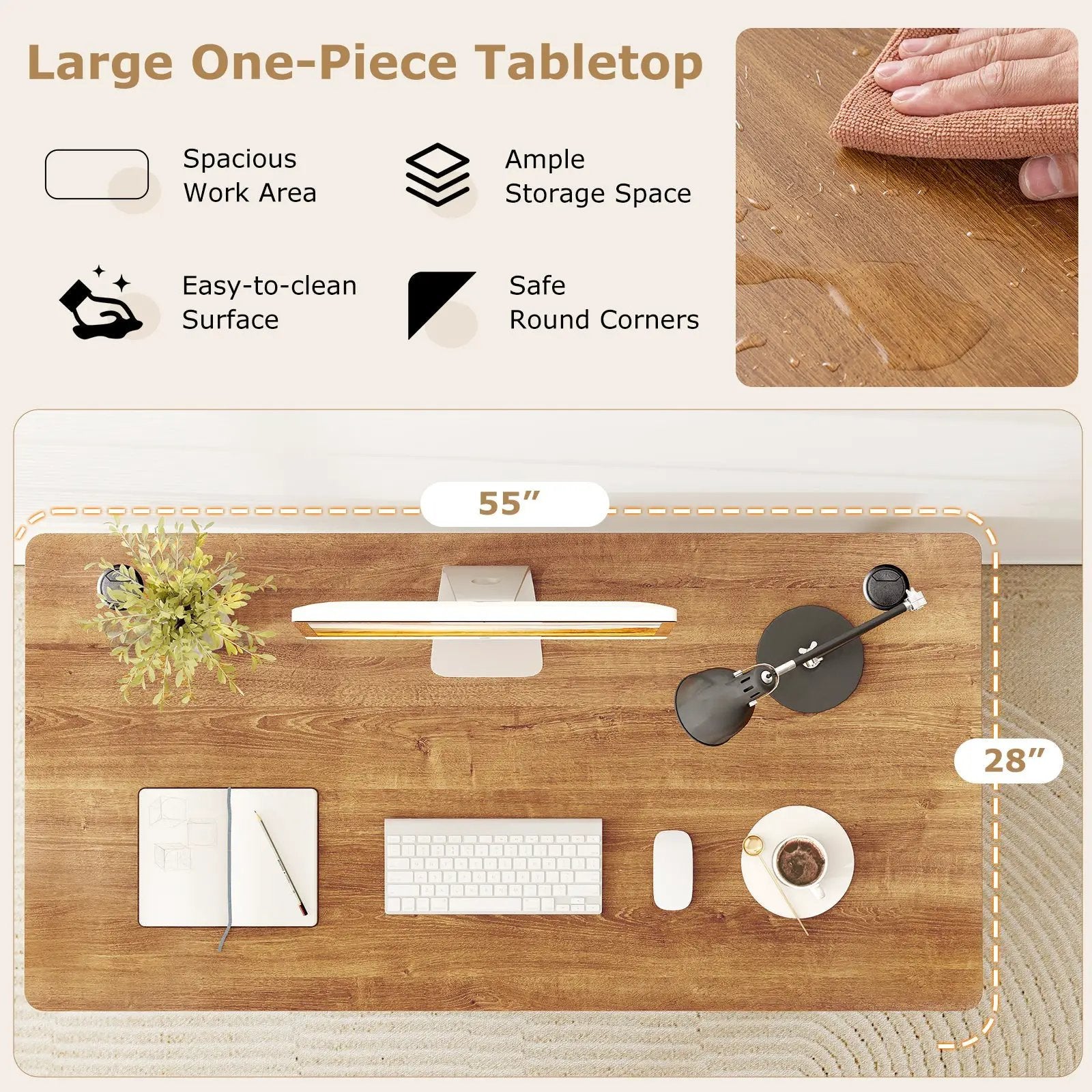 58 Inch x 28 Inch Universal Tabletop for Standard and Standing Desk Frame by DirectDeals
