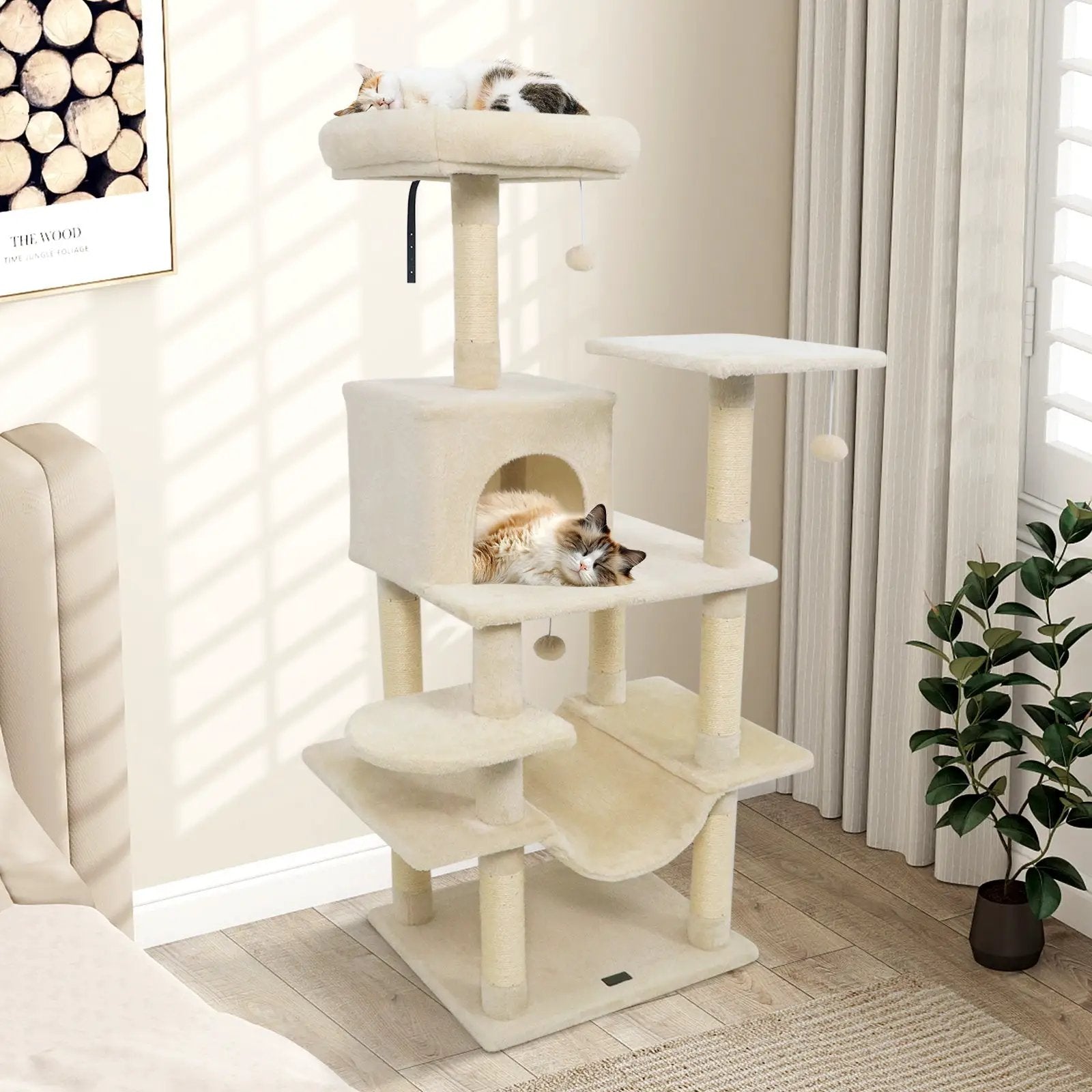 58" Multi-Level Cat Tree Soft Plush Cat Tower with Padded Top Perch by DirectDeals