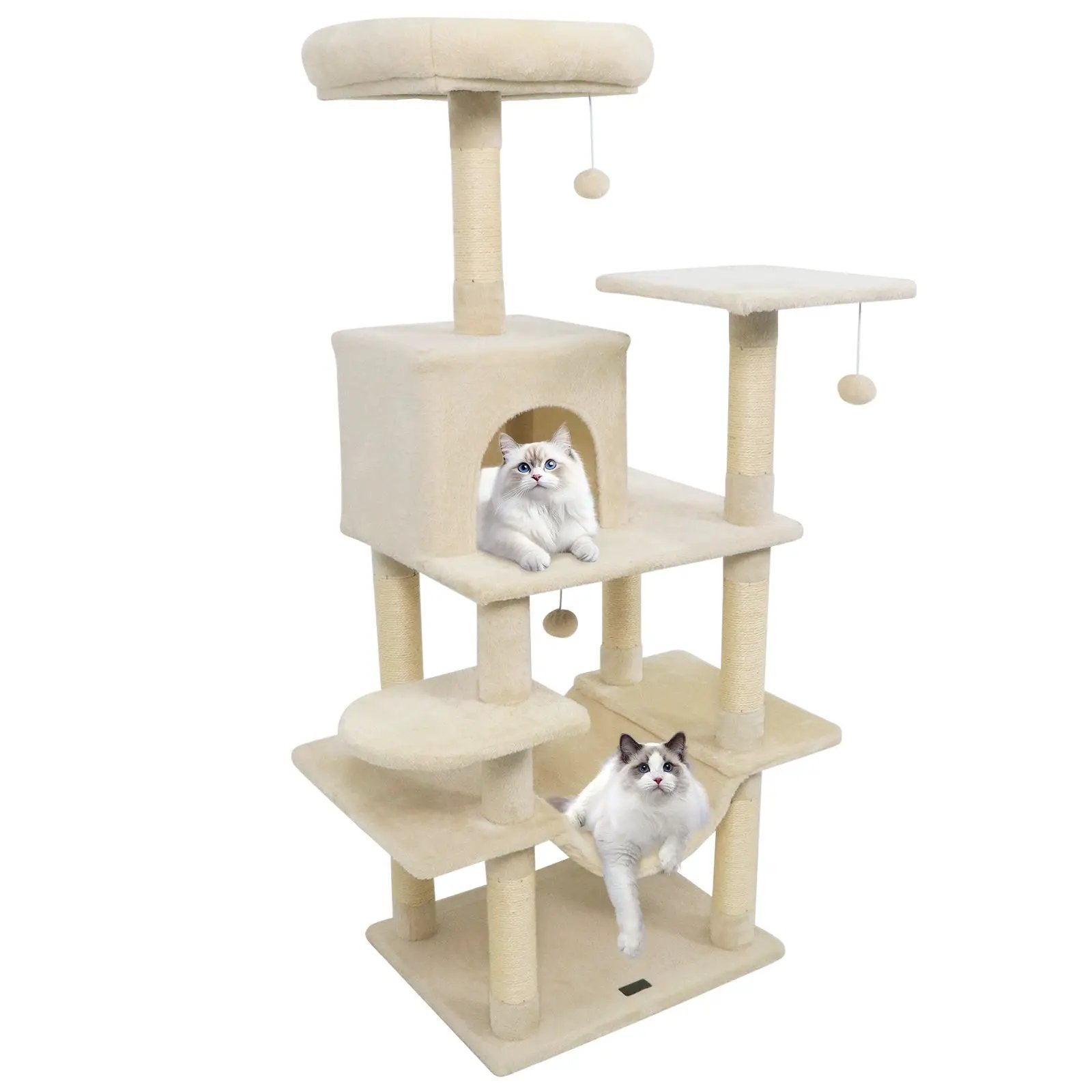 58" Multi-Level Cat Tree Soft Plush Cat Tower with Padded Top Perch by DirectDeals
